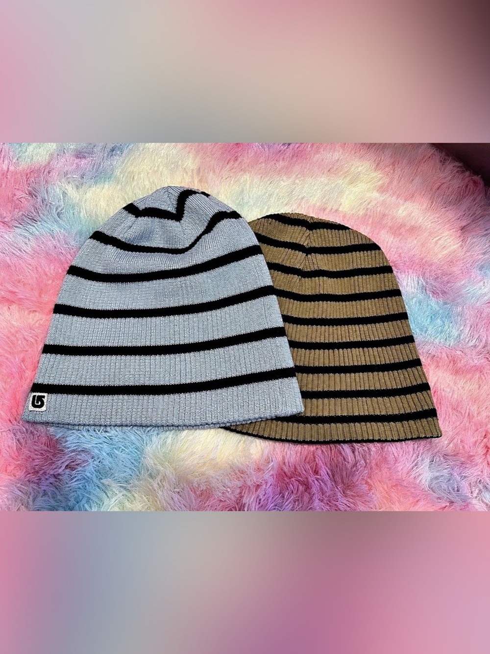 Burton Striped Knit Hats in Blue & Brown